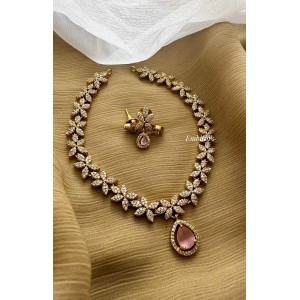 AD Leaf Tear Drop Neckpiece - Pastel Pink