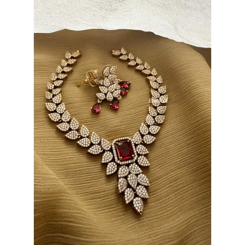 AD Double Leaf Neckpiece - Red