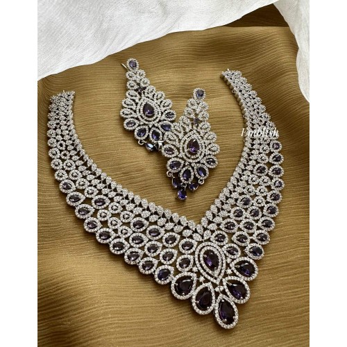 Royal AD V Shape Neckpiece  - Purple