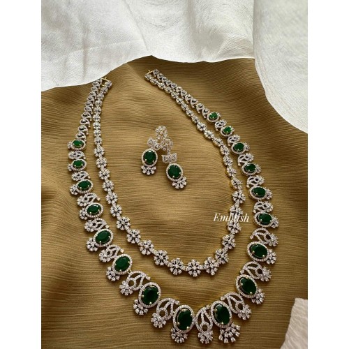 Royal AD Flower Oval Mango Layer Neckpiece - Green