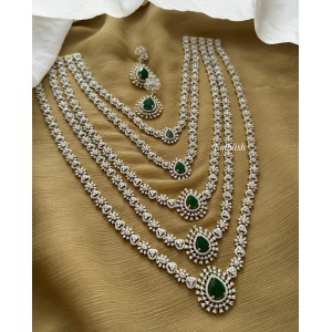 Nayanthara Inspired AD Five Layer Long Neckpiece - Green