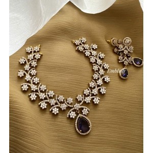 AD Up and Down Flower Tear Drop Neckpiece - Purple