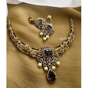 Fancy AD Tear Drop Neckpiece Set - Purple