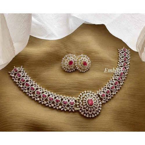 AD Flower Intricate Neckpiece - Pink