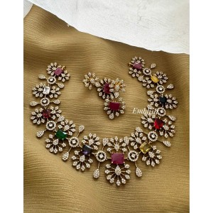 AD Flower Multicolour Short Neckpiece