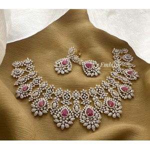 Grand AD Flower Chandelier Neckpiece - Pink