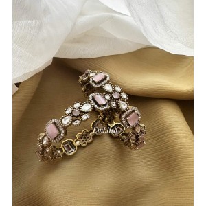 Victorian Flower Square Bangle - Pastel Pink