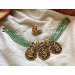 Antique Lakshmi Green Bead Neckpiece