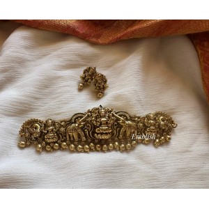 Antique Lakshmi Double Haathi High Neck Choker