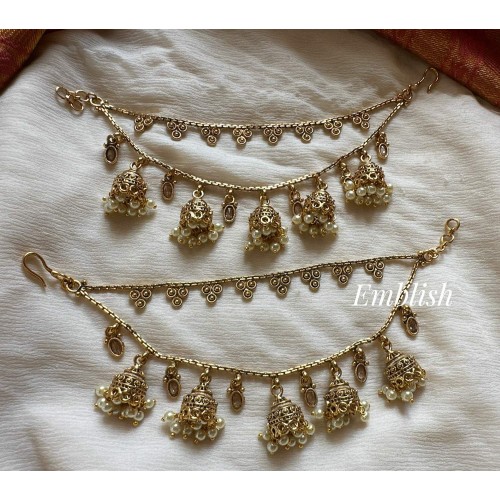 Bahuballi Style inspired jhumka ear chain -2