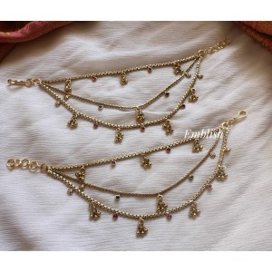 Kemp Gold Bead Triple Layer Earchain