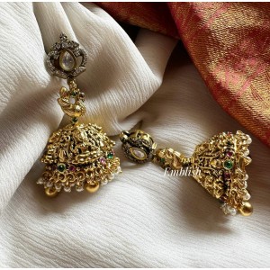 Victorian Gold alike Lakshmi Annam Jhumkha - Gold Beads