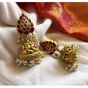 Kundan Jadau Flower Intricate Gheru Polish Jhumkha