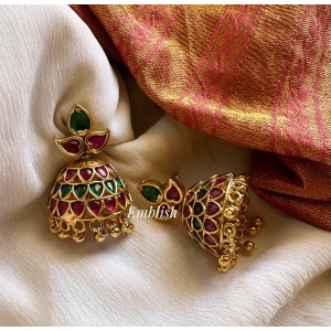 Kemp Flower Jhumka - Gold Drops