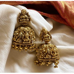 Gold alike Antique Lakshmi AD Stones Big  Jhumkha