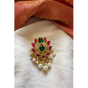 Kundan Jadau Lotus Intricate Juda Pin Pearl Hair Choti - Pearl Beads