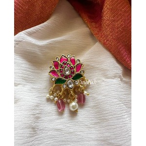 Kundan Jadau Lotus  Juda Pin Pearl Hair Choti - Red beads