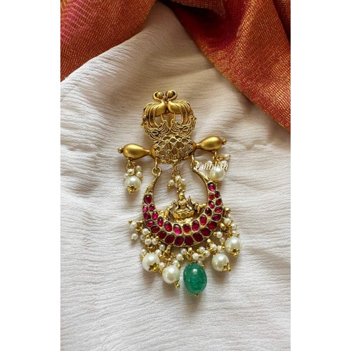 Royal Kundan Jadau Lakshmi Juda Pin Hair Choti - Green Beads