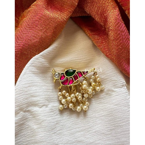 Kundan Jadau Peacock Pearl Hanging Juda Pin Pearl Hair Choti