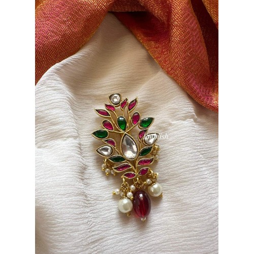 Kundan Jadau Beautiful Flower Leaf Juda Pin Pearl Hair Choti