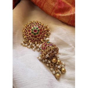 Royal Kemp Flower Jhumka Drop Hair Choti