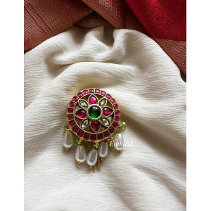 Kundan Jadau Flower cut work Juda Pin Pearl Hair Choti - Small Pastel beads