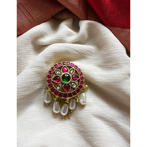 Kundan Jadau Flower cut work Juda Pin Pearl Hair Choti - Small Pastel beads