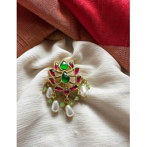 Kundan Jadau Lotus cut work Juda Pin Pearl Hair Choti - Small Pastel beads