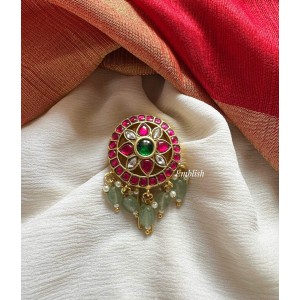 Kundan Jadau Flower cut work Juda Pin Pearl Hair Choti - Pastel Beads