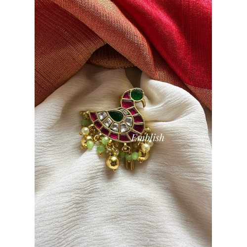 Kundan Jadau Swan Juda Pin Pearl Hair Choti - Gold Beads