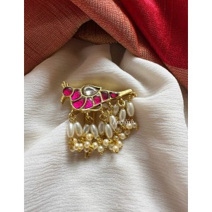 Kundan Jadau Peacock Pearl Drop Juda Pin Pearl Hair Choti