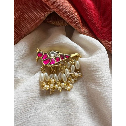 Kundan Jadau Peacock Pearl Drop Juda Pin Pearl Hair Choti