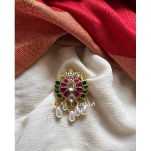 Kundan Jadau Flower Double Peacock Juda Pin Pearl Hair Choti - Pearl