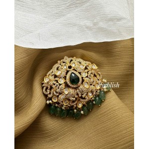 AD Royal Flower Peacock Lotus Hair Chotti - Green