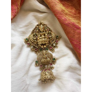 Antique Kemp Lakshmi with Double Peacock Hair Choti - Gold Beads