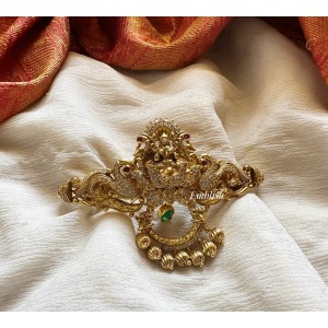 Royal AD Lakshmi with Double Peacock Hair Clip