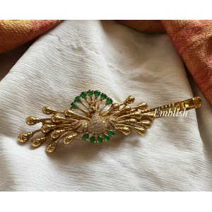 AD Dancing Peacock Hair Clip - Green