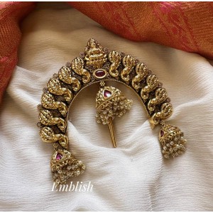 Royal Antique Lakshmi with Peacock Curve Hair Choti