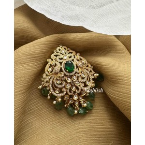 Royal AD Flower Double Peacock Hair Choti - Green