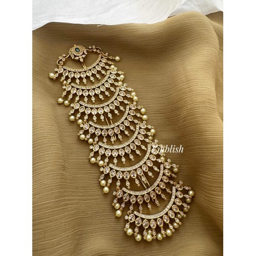 Fancy Ad kundan stones short pearl drop hair choti or jadda billa 