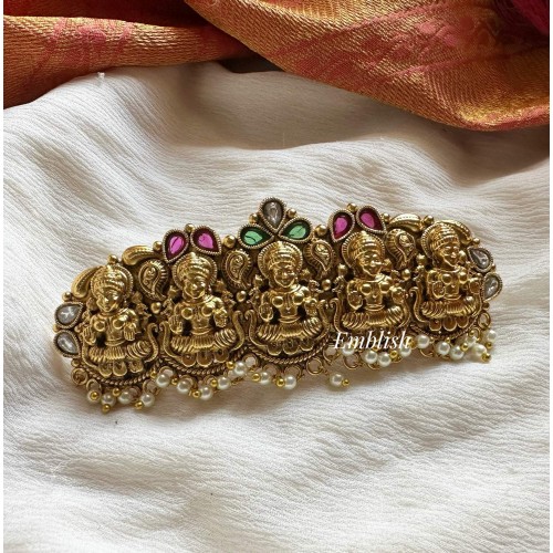 Antique Lakshmi Kemp Hair Clip - Pearl Drops