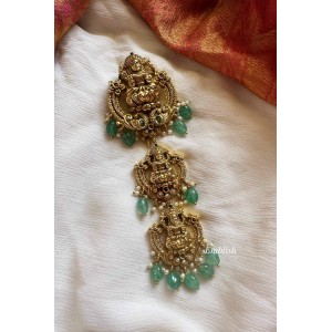 Gold alike Antique Ad Lakshmi Peacock Hair Choti - Pastel Beads