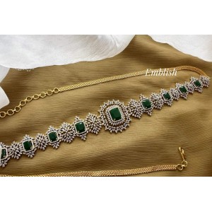 Royal AD Stones Flower Intricate Hipchain - Green