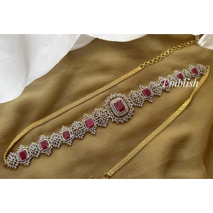 Royal AD Stones Flower Intricate Hipchain - Pink