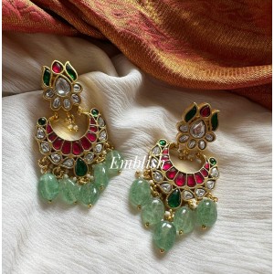 Kundan Jadau Lotus Pastel Bead Danglers 