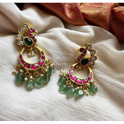 Kundan Jadau Annam Pastel Bead Danglers