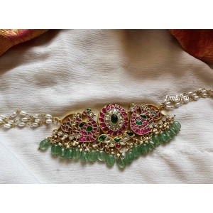 Royal Kundan Jadau Flower with Double Peacock Rice Pearl Neckpiece 