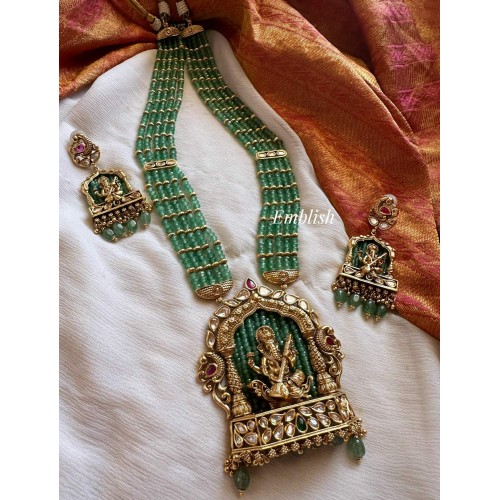 Royal Kundan Jadau Ganesha Mahal Pendant Mala Neckpiece