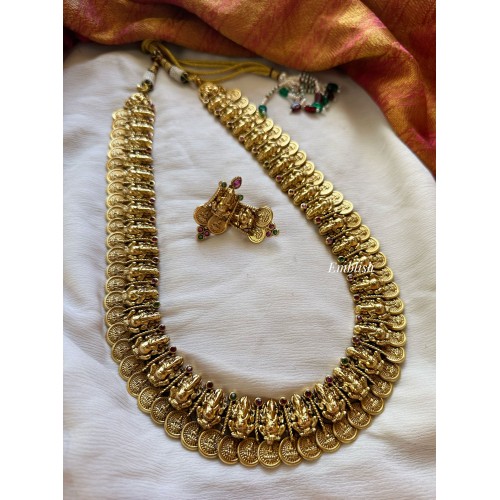 Antique Ganesha Lakshmi Coin Long Neckpiece