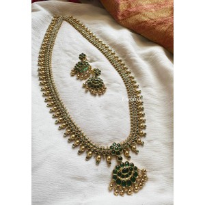 Vintage Style Kemp Flower Long Neckpiece - Green